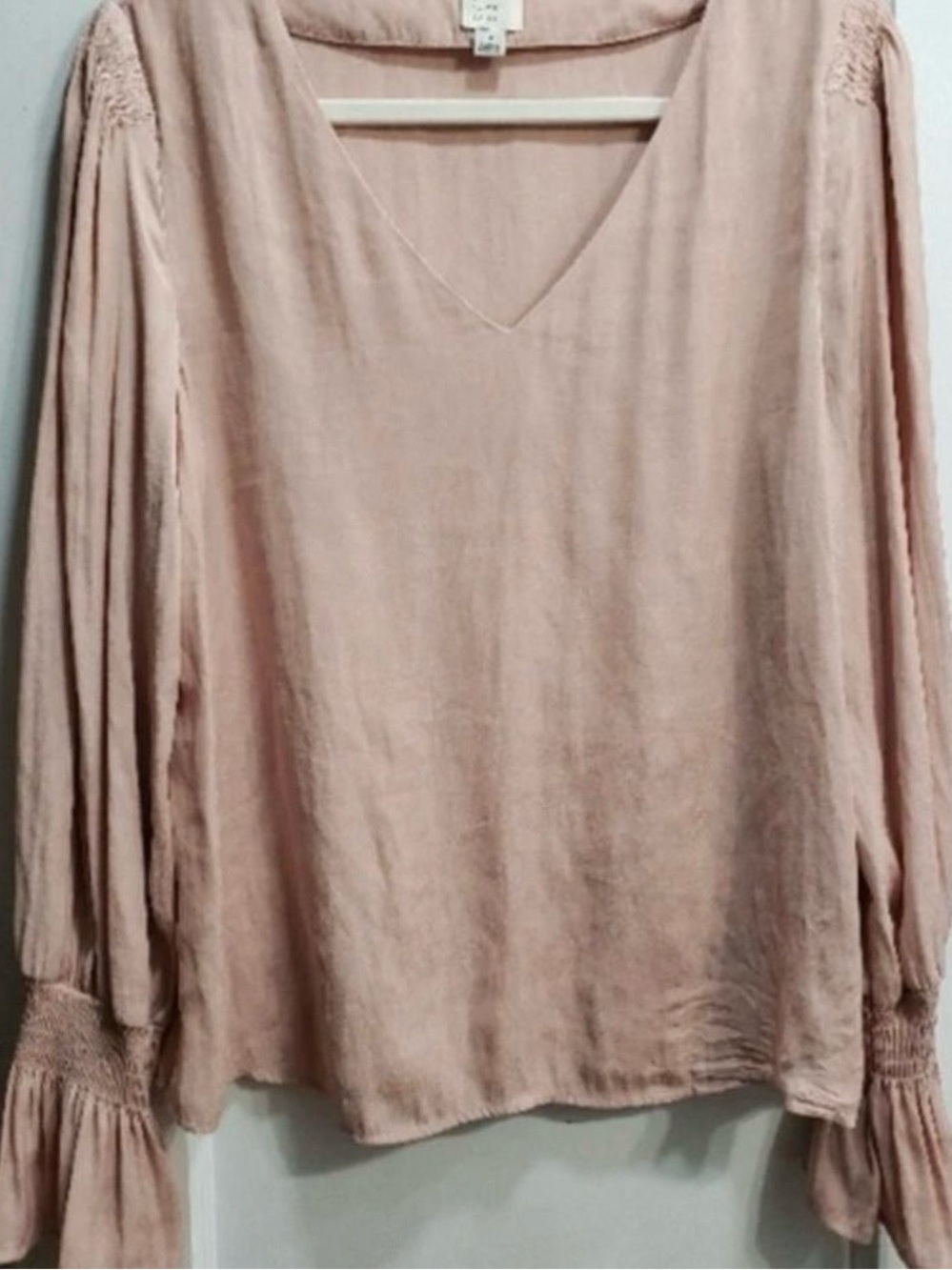 a new day Blush Pink V-Neck Balloon Sleeve Blouse